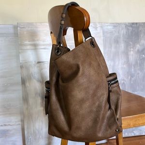 Tan Faux Leather Hobo Bag